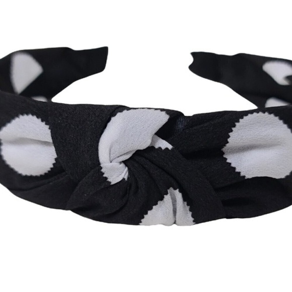 Knot Black White Big Polka Dot Print Headband NEW - Picture 2 of 5